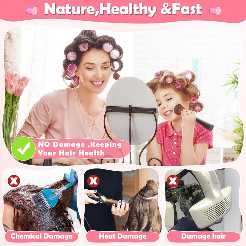 Tetutor Thermal Jumbo Rollers Hair Curlers Set with Clips - 24 Large Self-Grip Rollers for Volume and Curls on Long, Medium, Short Hair (63mm, 48mm, 36mm) - Image 5